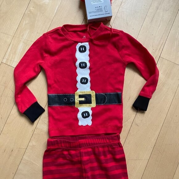 PL Sleep By Petit Lem 3-Piece Pajama & Socks Unisex Size 12M BNWOT Holiday - Picture 2 of 6
